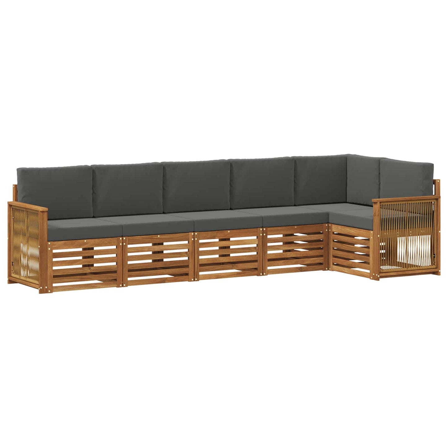 Set divano sezionale con cuscino 5 pcs Naturale e Antracite