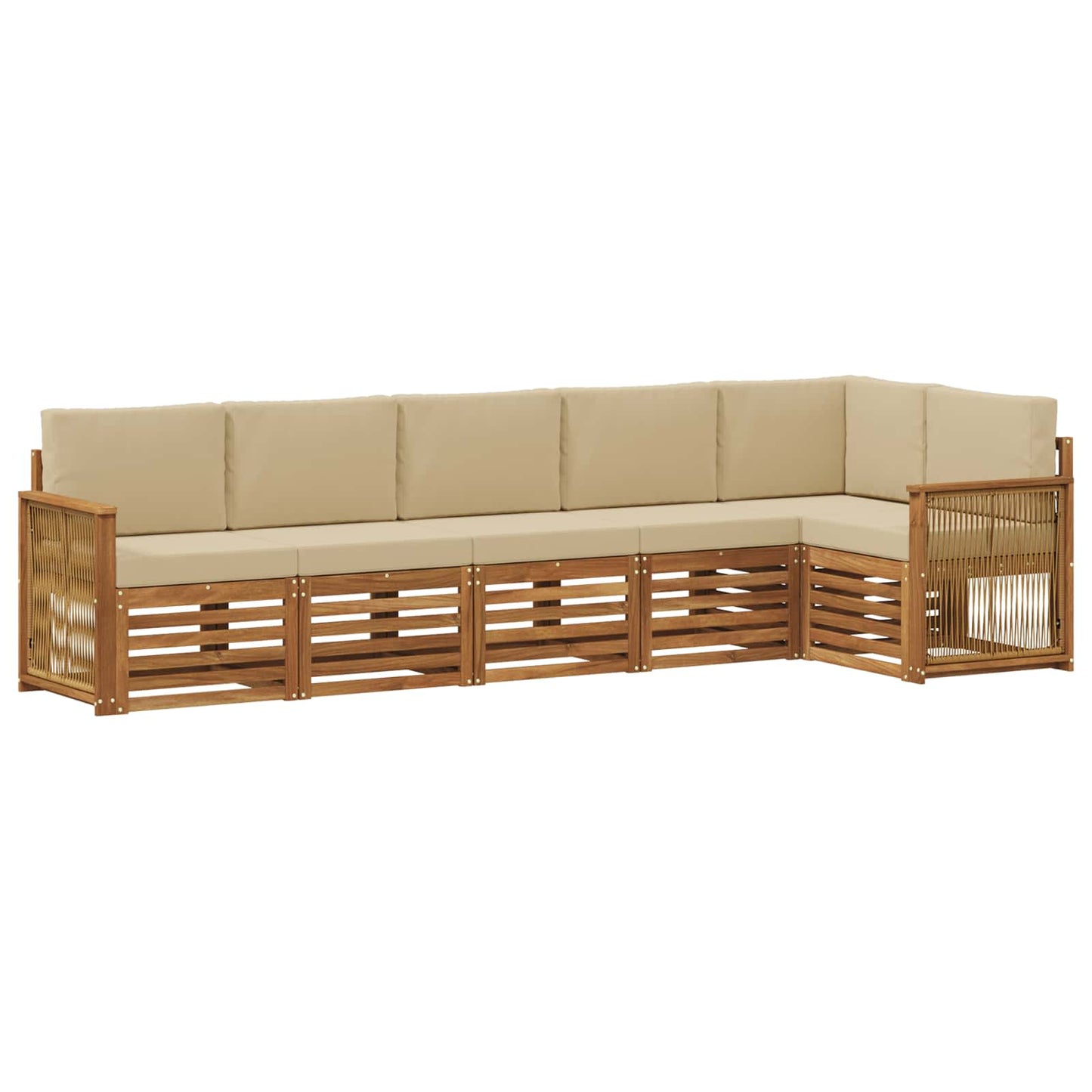 Set divano sezionale con cuscino 5 pcs Naturale