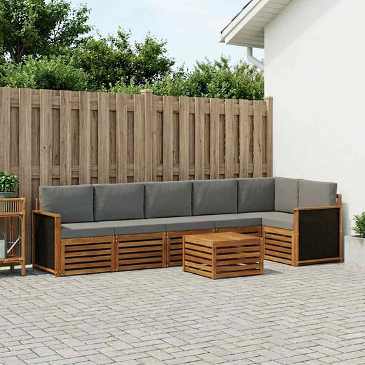 Set divano sezionale con cuscino 6 pcs Naturale e Grigio Chiaro | homemem39