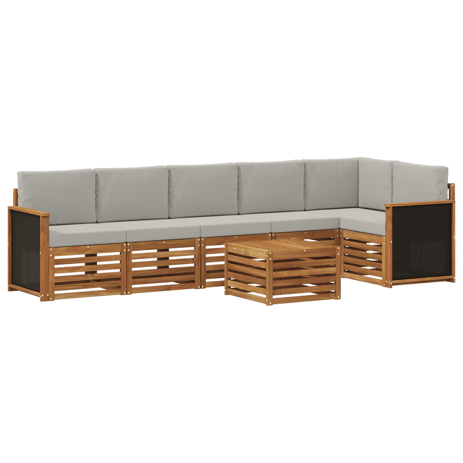 Set divano sezionale con cuscino 6 pcs Naturale e Grigio Chiaro | homemem39