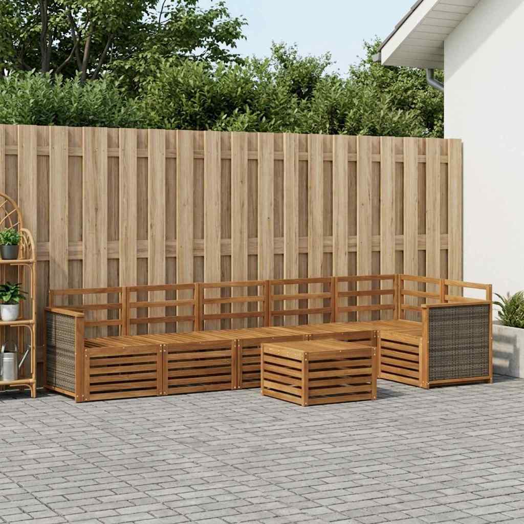 Set divano sezionale 6 pcs Naturale Legno di Acacia Massello