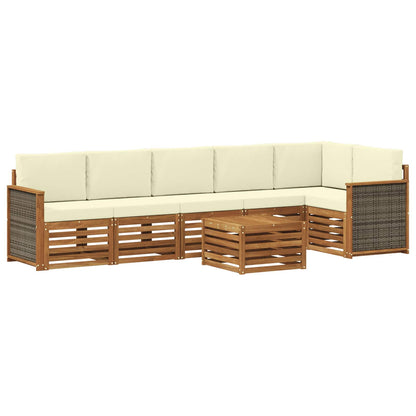 Set di divani da esterno 6 pz Naturale e Crema