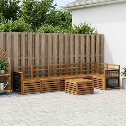 Set divano sezionale 6 pcs Naturale Legno di Acacia Massello | homemem39