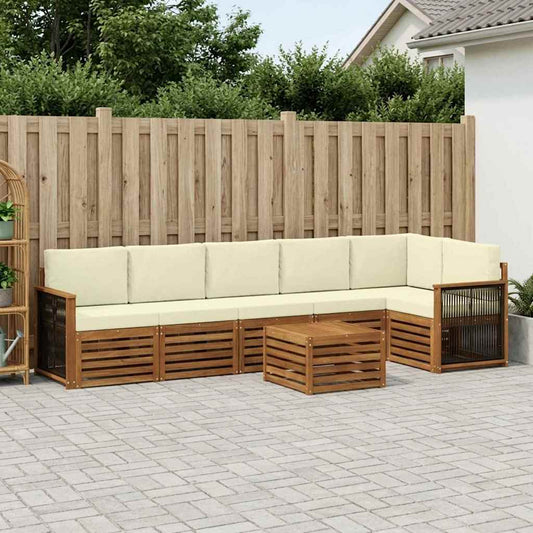 Set divano sezionale con cuscino 6 pcs Naturale e Crema | homemem39