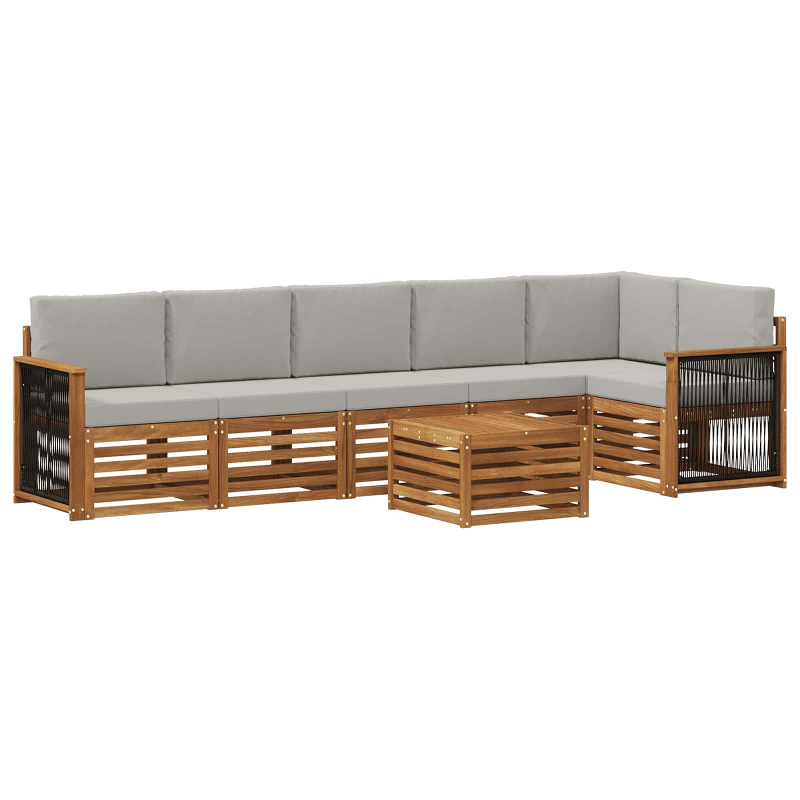 Set divano sezionale con cuscino 6 pcs Naturale e Grigio Chiaro | homemem39