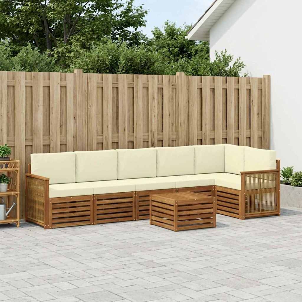 Set divano sezionale con cuscino 6 pcs Naturale e Crema | homemem39