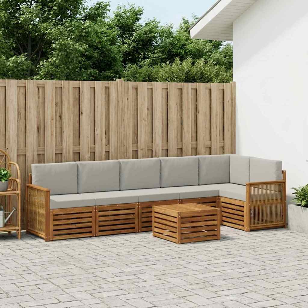 Set divano sezionale con cuscino 6 pcs Naturale e Grigio Chiaro | homemem39