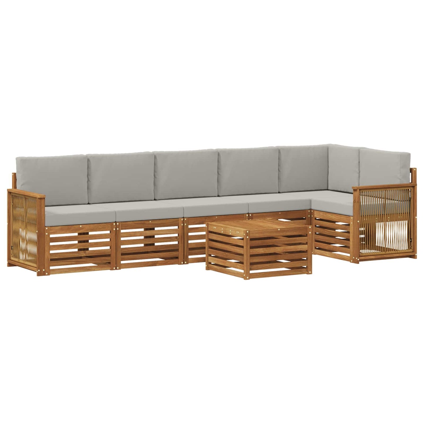 Set divano sezionale con cuscino 6 pcs Naturale e Grigio Chiaro | homemem39