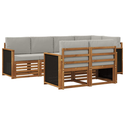 Set divano sezionale con cuscino 6 pcs Naturale e Grigio Chiaro | homemem39
