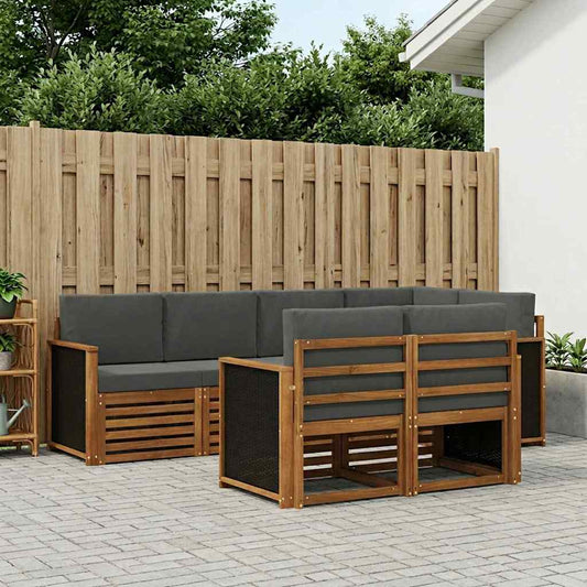 Set divano sezionale con cuscino 6 pcs Naturale e Antracite | homemem39