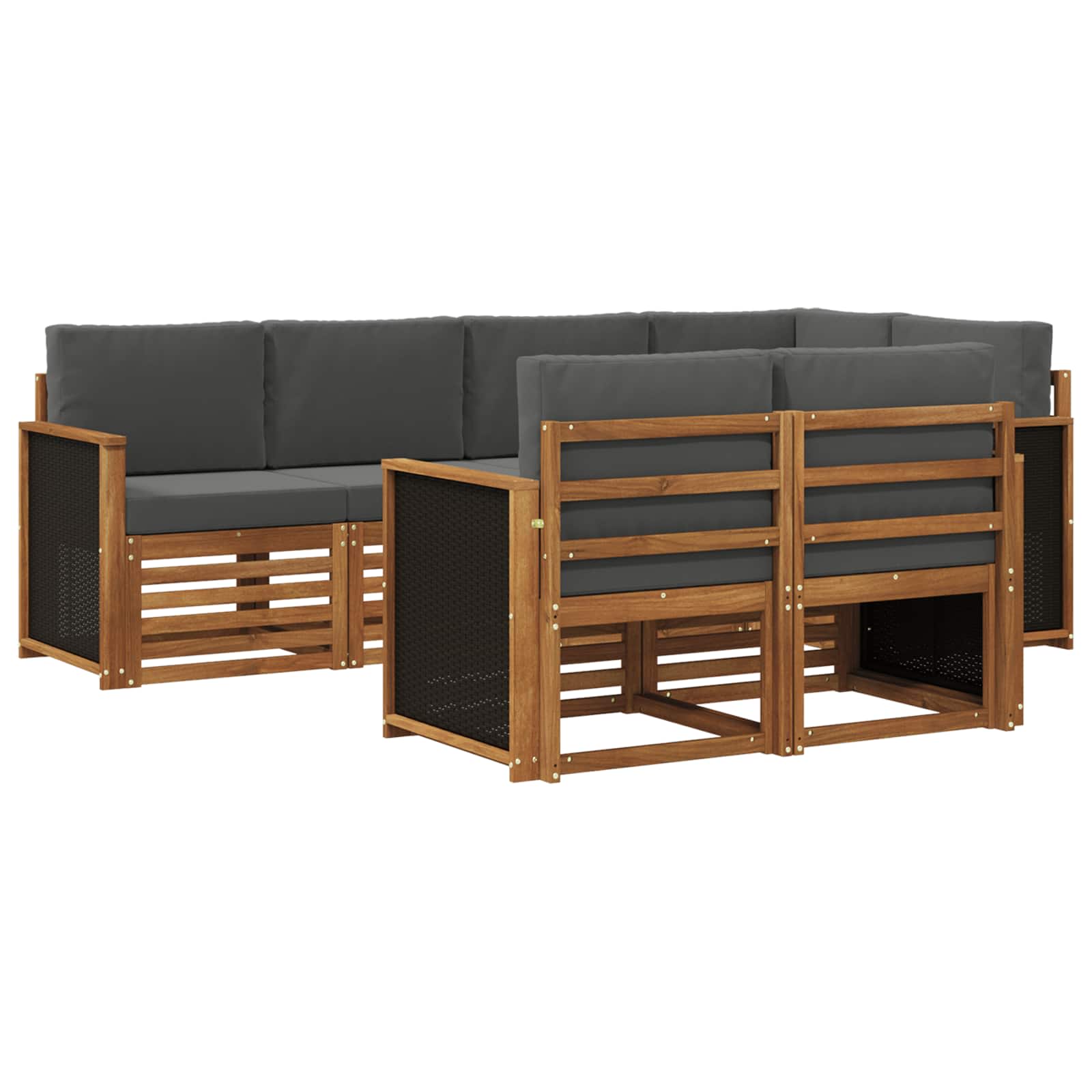 Set divano sezionale con cuscino 6 pcs Naturale e Antracite | homemem39
