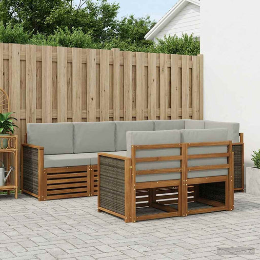 Set divano sezionale con cuscino 6 pcs Naturale e Grigio Chiaro