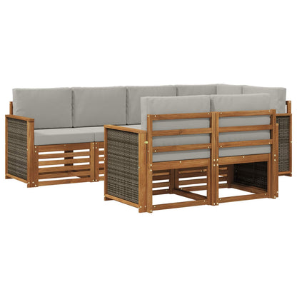 Set divano sezionale con cuscino 6 pcs Naturale e Grigio Chiaro