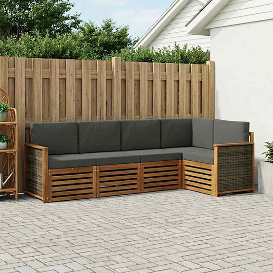 Set divano sezionale con cuscino 6 pcs Naturale e Antracite