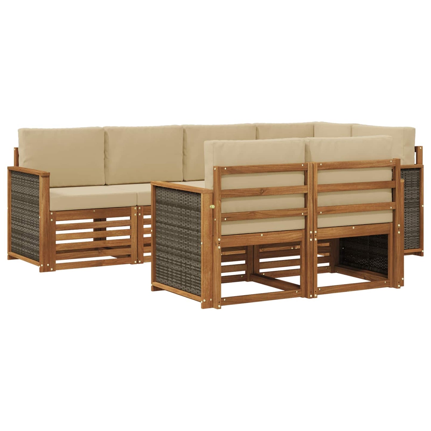 Set divano sezionale con cuscino 6 pcs Naturale