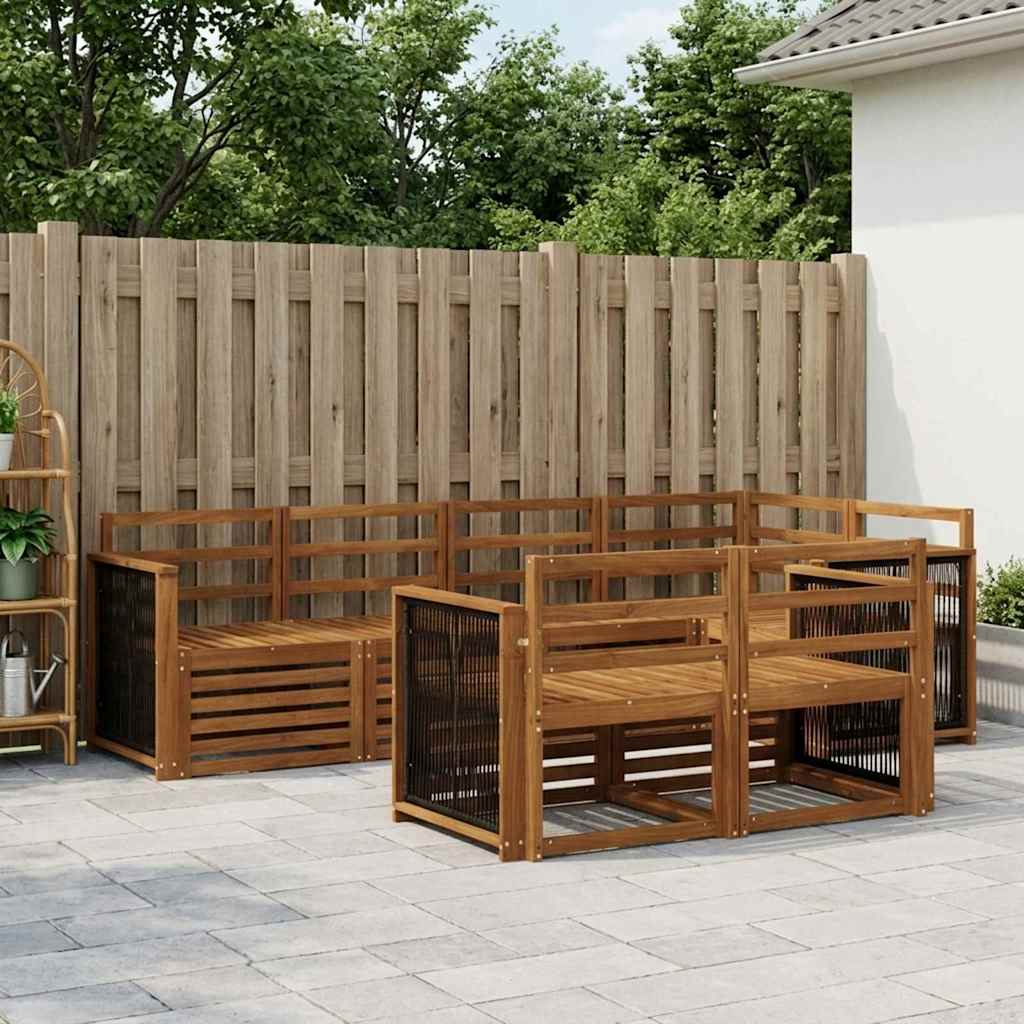 Set divano sezionale 6 pcs Naturale Legno di Acacia Massello | homemem39