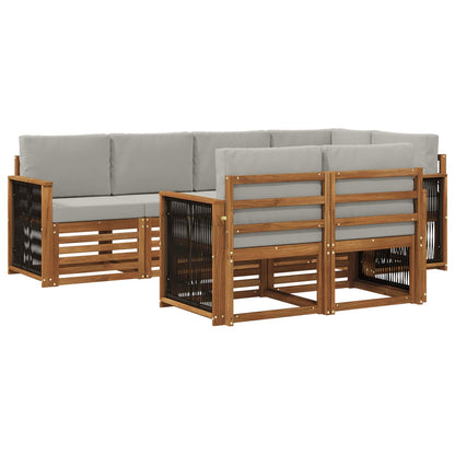Set divano sezionale con cuscino 6 pcs Naturale e Grigio Chiaro | homemem39