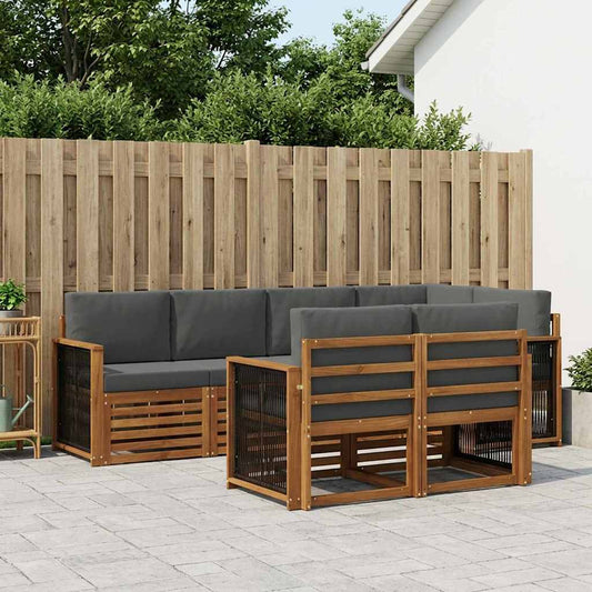 Set divano sezionale con cuscino 6 pcs Naturale e Antracite | homemem39