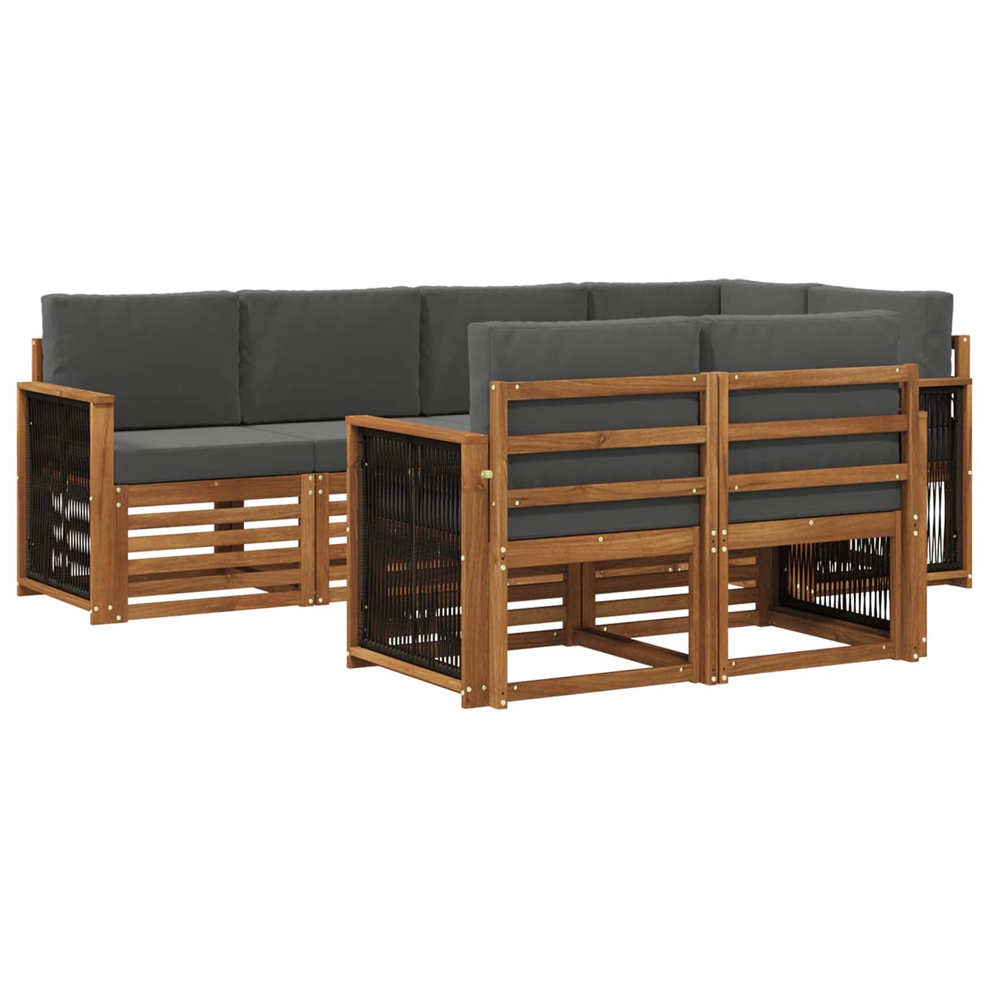Set divano sezionale con cuscino 6 pcs Naturale e Antracite | homemem39