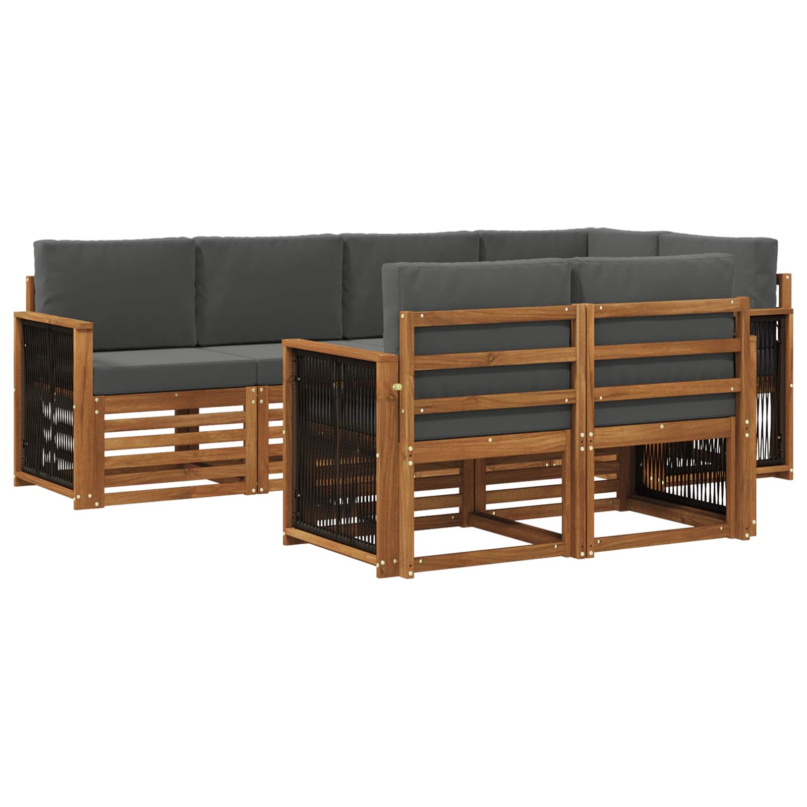 Set divano sezionale con cuscino 6 pcs Naturale e Antracite | homemem39