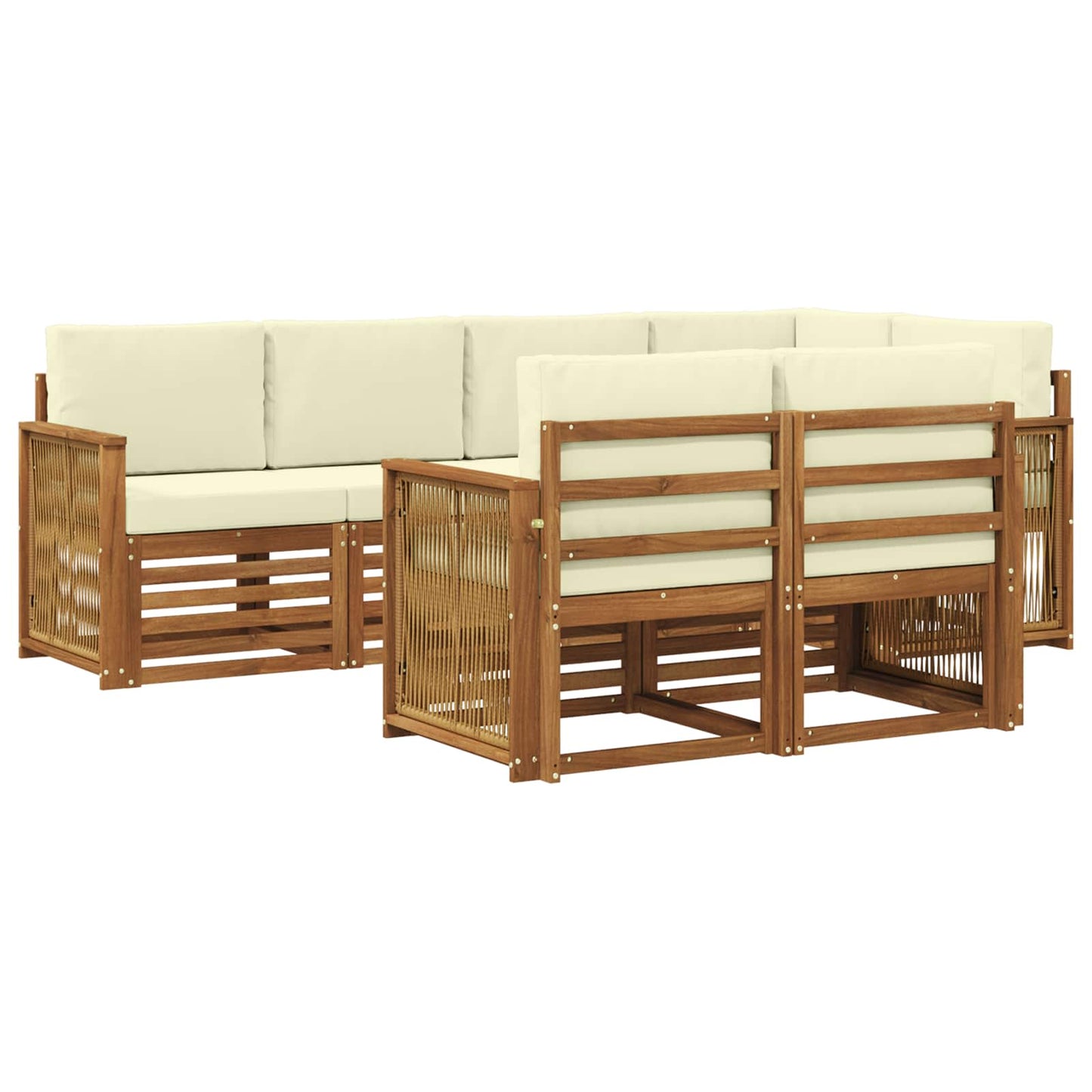 Set divano sezionale con cuscino 6 pcs Naturale e Crema