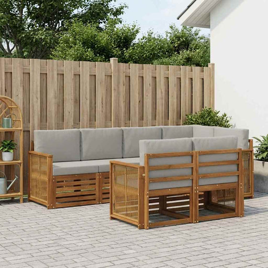 Set divano sezionale con cuscino 6 pcs Naturale e Grigio Chiaro | homemem39