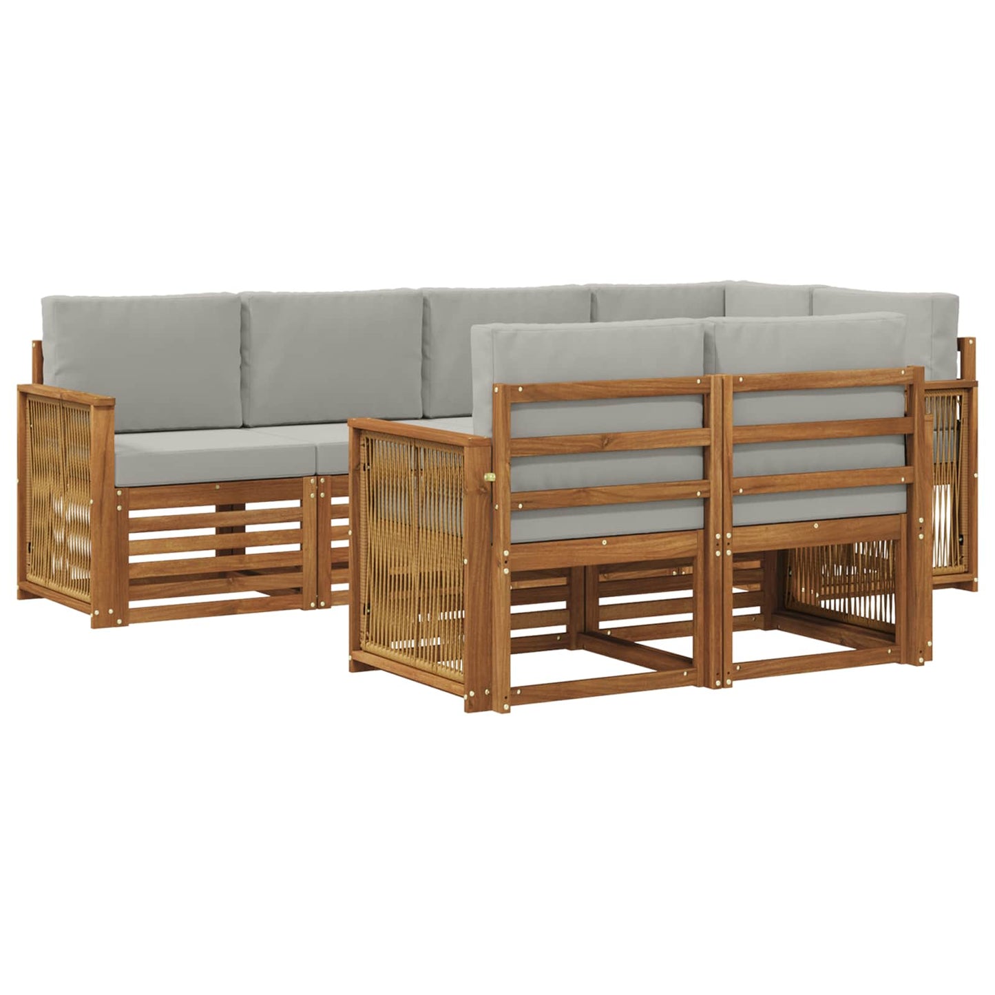Set divano sezionale con cuscino 6 pcs Naturale e Grigio Chiaro | homemem39