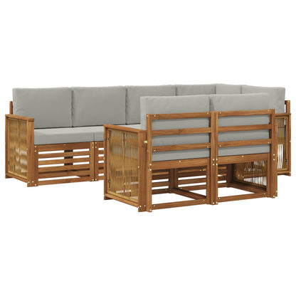 Set divano sezionale con cuscino 6 pcs Naturale e Grigio Chiaro | homemem39