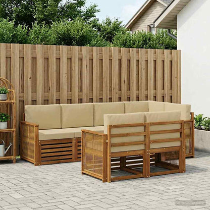 Set divano sezionale con cuscino 6 pcs Naturale