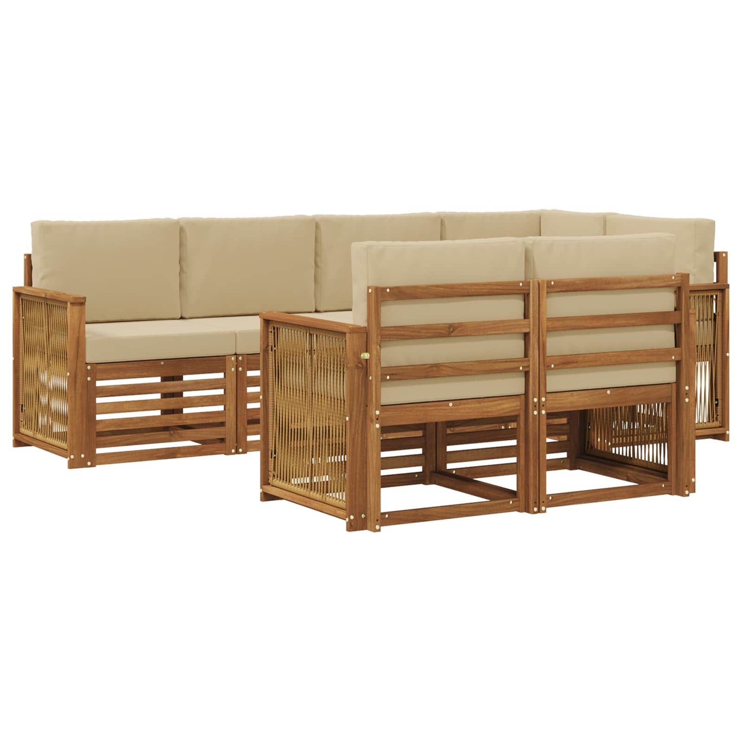 Set di divani da esterno 6 pz Naturale
