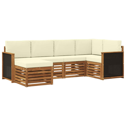 Set divano sezionale con cuscino 5 pcs Naturale e Crema | homemem39