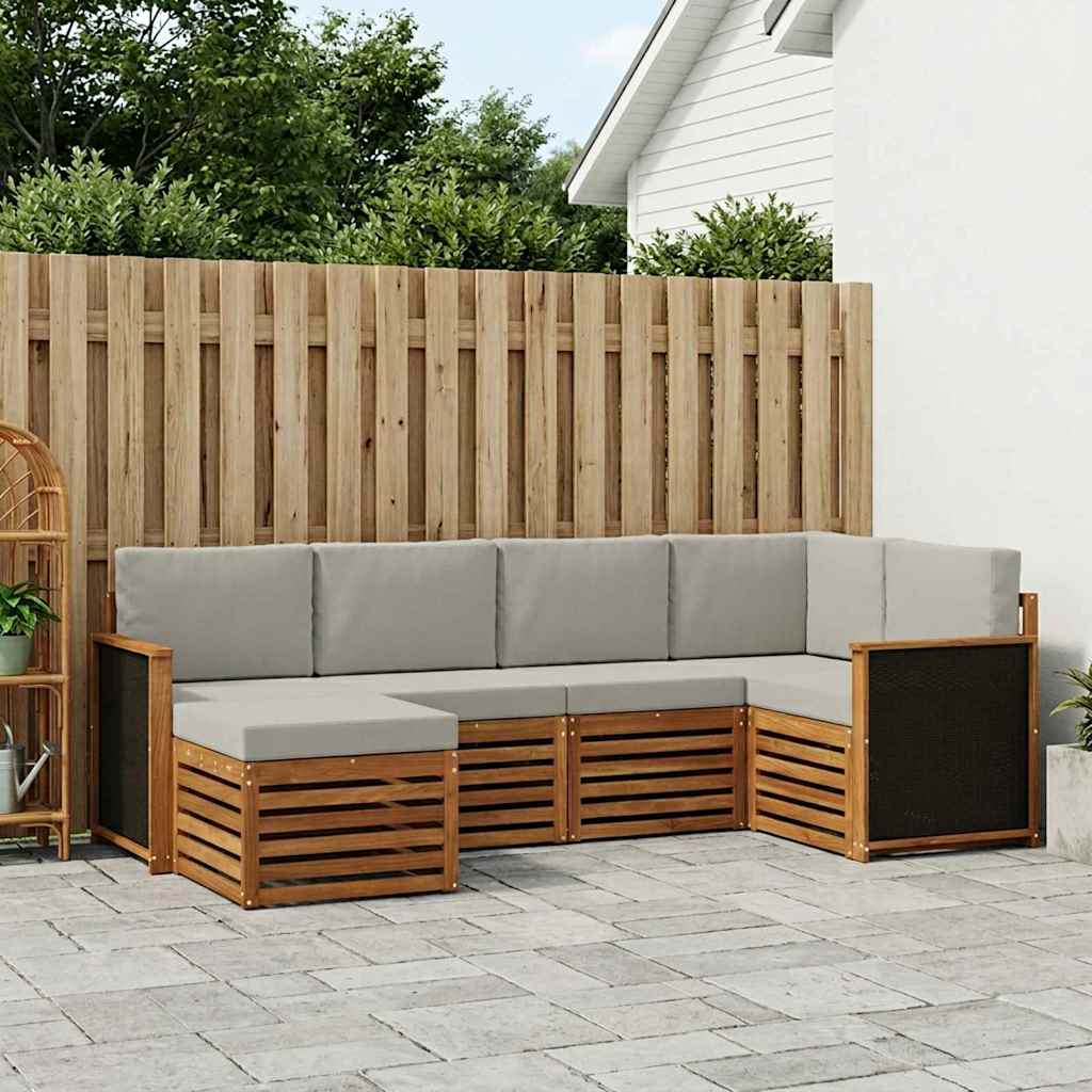 Set divano sezionale con cuscino 5 pcs Naturale e Grigio Chiaro | homemem39