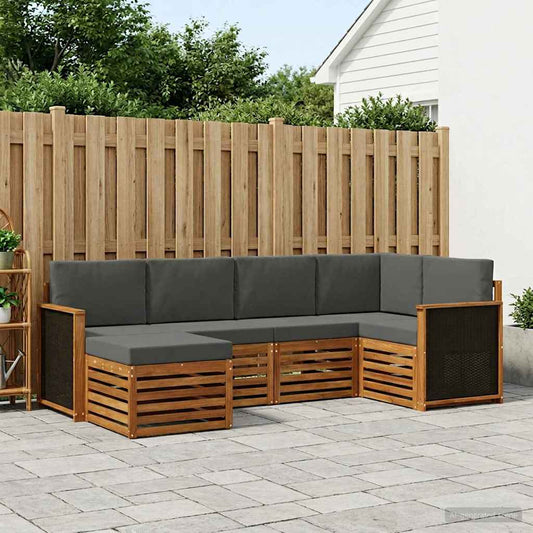 Set divano sezionale con cuscino 5 pcs Naturale e Antracite