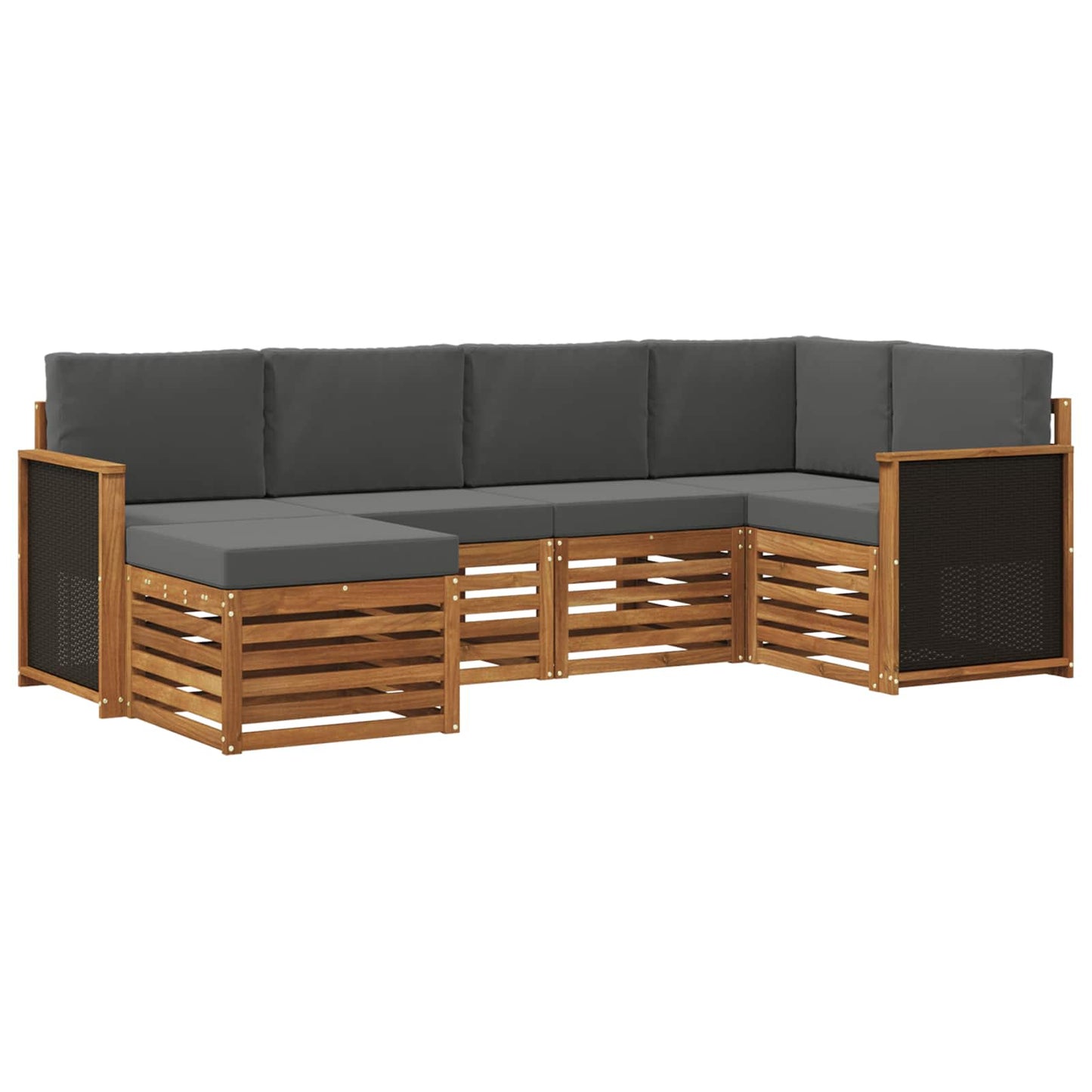 Set di divani da esterno 5 pz Naturale e Antracite