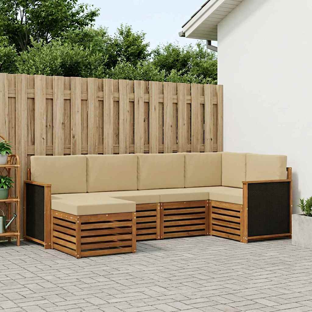 Set divano sezionale con cuscino 5 pcs Naturale | homemem39