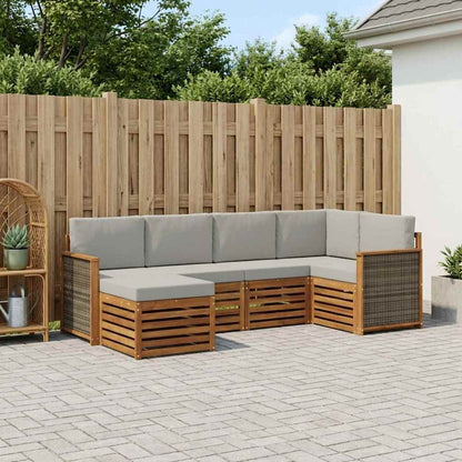 Set divano sezionale con cuscino 5 pcs Naturale e Grigio Chiaro | homemem39