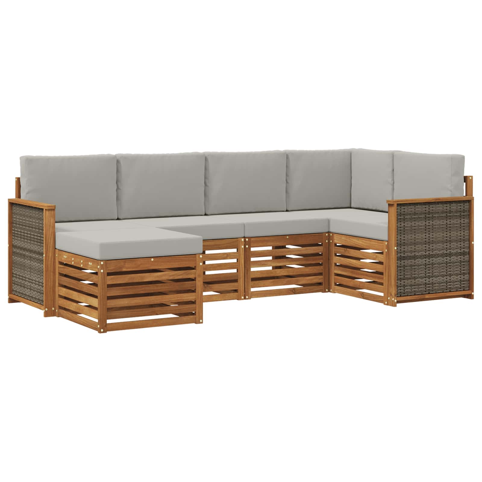 Set divano sezionale con cuscino 5 pcs Naturale e Grigio Chiaro | homemem39