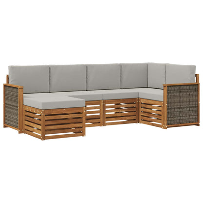 Set divano sezionale con cuscino 5 pcs Naturale e Grigio Chiaro | homemem39