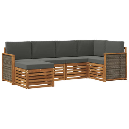 Set divano sezionale con cuscino 5 pcs Naturale e Antracite