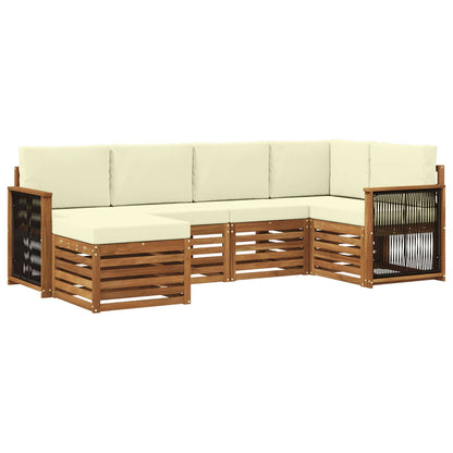 Set di divani da esterno 5 pz Naturale e Crema