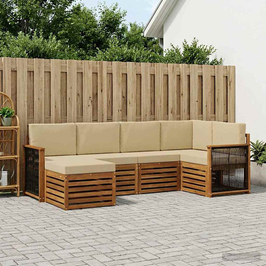 Set divano sezionale con cuscino 5 pcs Naturale