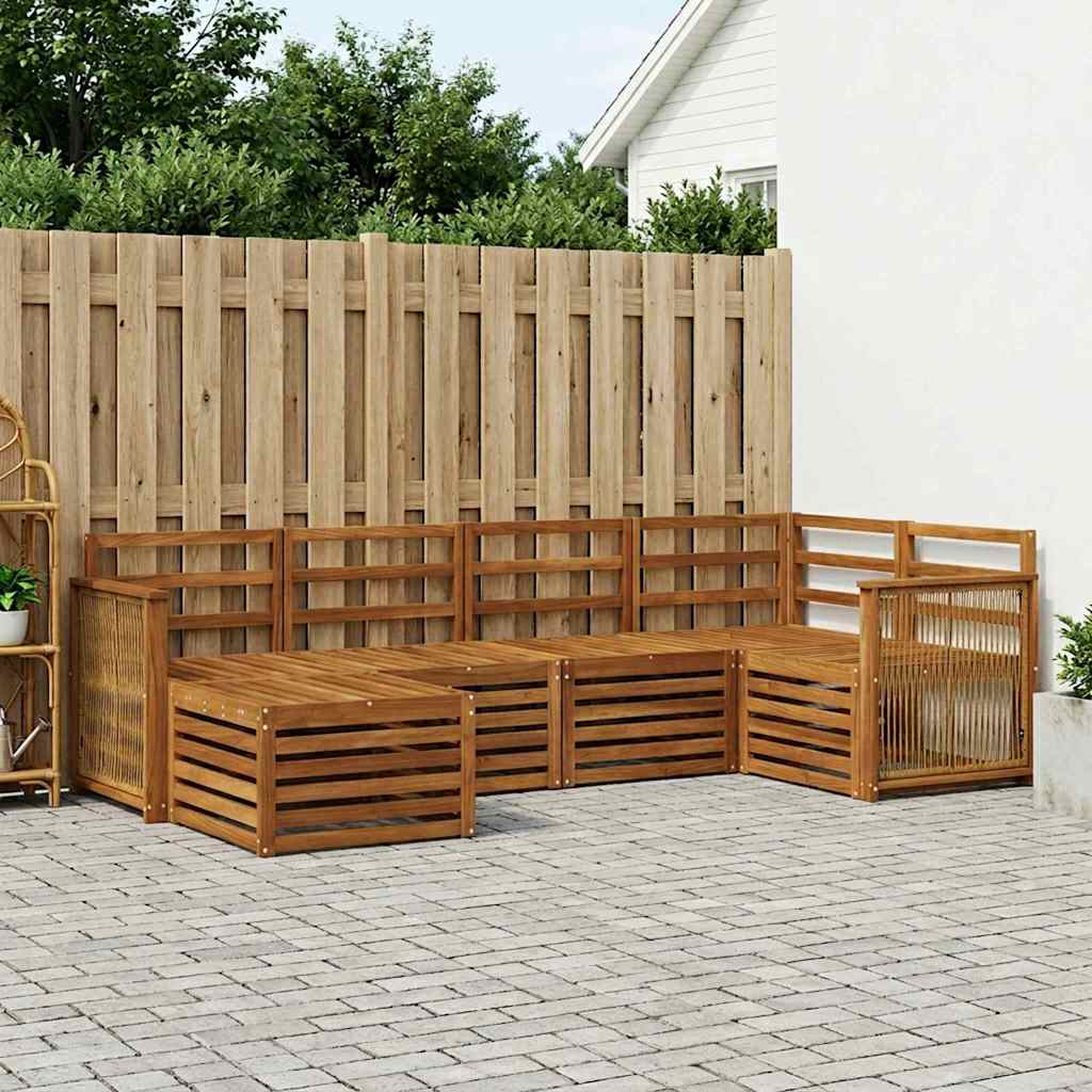 Set divano sezionale 5 pcs Naturale Legno di Acacia Massello | homemem39
