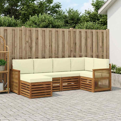 Set divano sezionale con cuscino 5 pcs Naturale e Crema