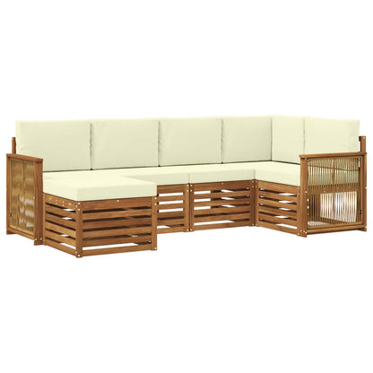 Set di divani da esterno 5 pz Naturale e Crema