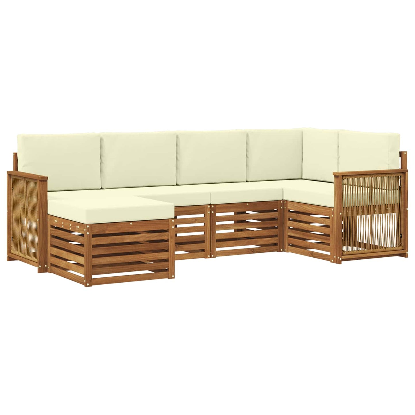 Set divano sezionale con cuscino 5 pcs Naturale e Crema