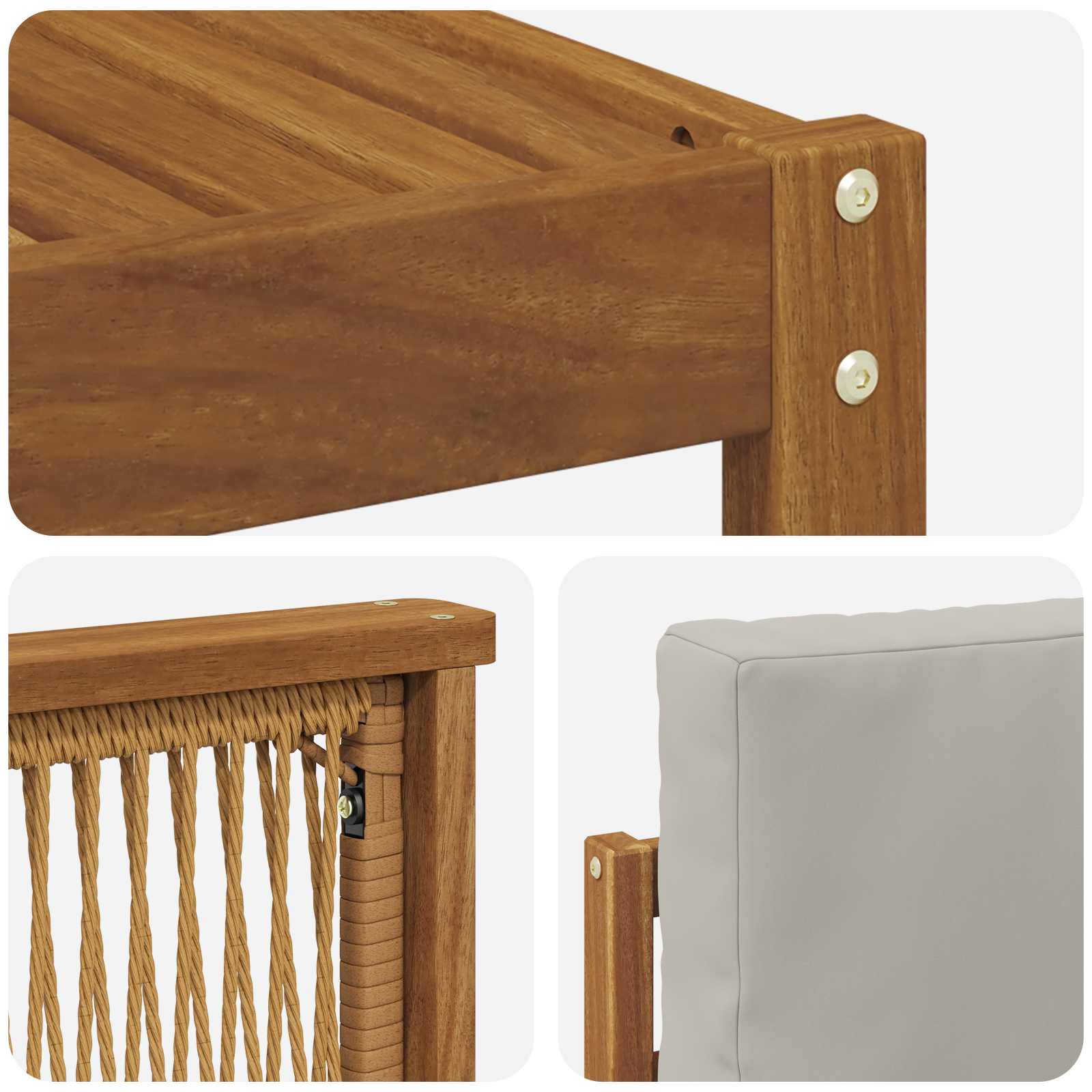 Set divano sezionale con cuscino 5 pcs Naturale e Grigio Chiaro | homemem39