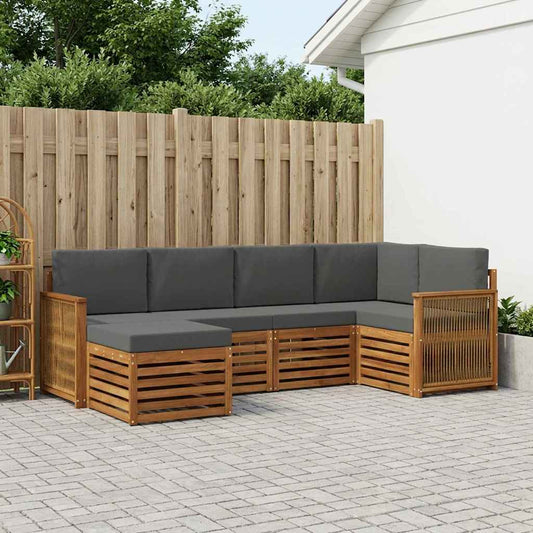 Set divano sezionale con cuscino 5 pcs Naturale e Antracite | homemem39