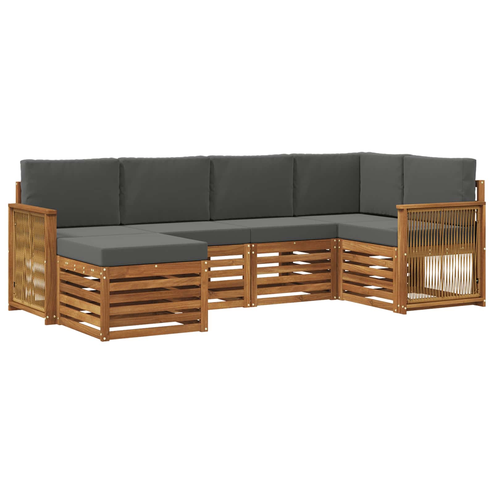 Set divano sezionale con cuscino 5 pcs Naturale e Antracite | homemem39