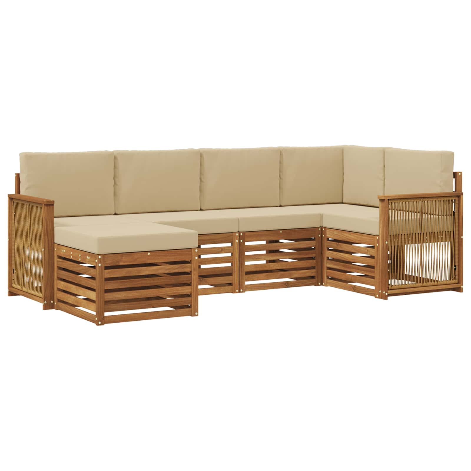 Set divano sezionale con cuscino 5 pcs Naturale | homemem39