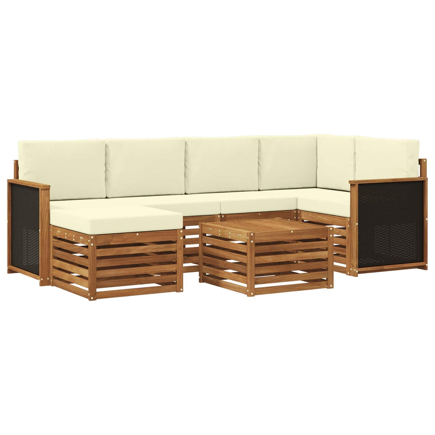 Set divano sezionale con cuscino 6 pcs Naturale e Crema | homemem39